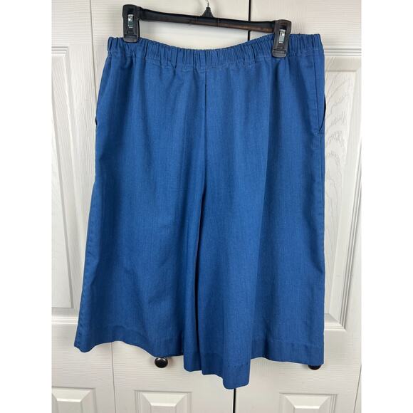 Vintage 70s The Fox Collection Women's Wide Leg Shorts Culottes Blue Missy 16 - Picture 9 of 9